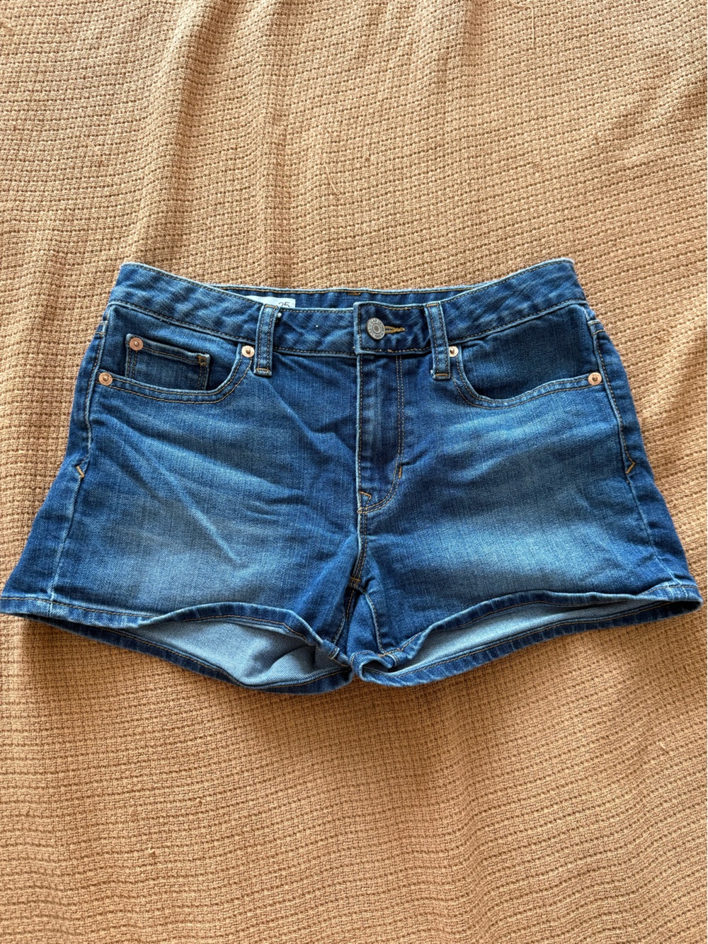 Mid-rise Blue Denim Shorts